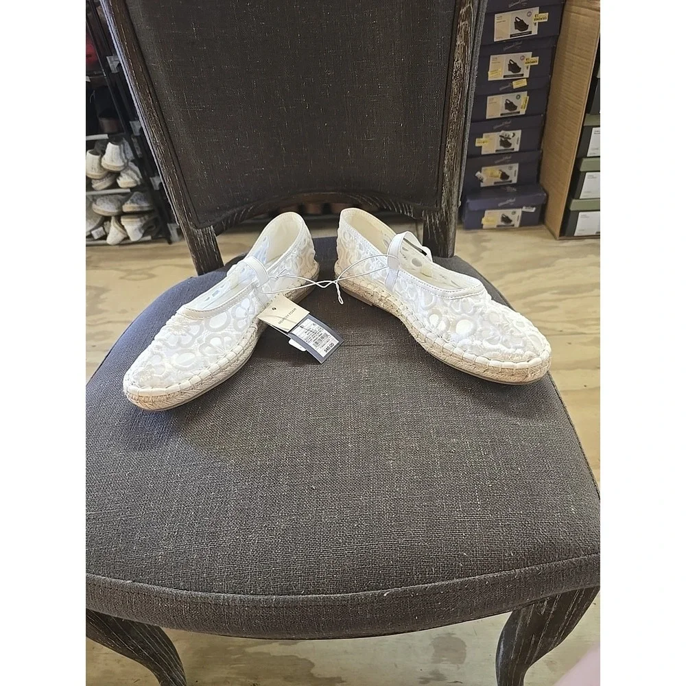 Women's Celia Floral Lace Mary Jane Espadrille‎ Flat with Memory Foam Insole 9.5